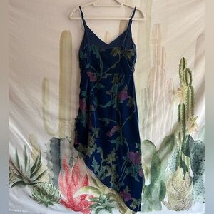 Lulus Asymmetrical Sheer Floral and Velvet Dress